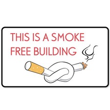 Smoke Free Building no smoking sign sticker 6" x 3"
