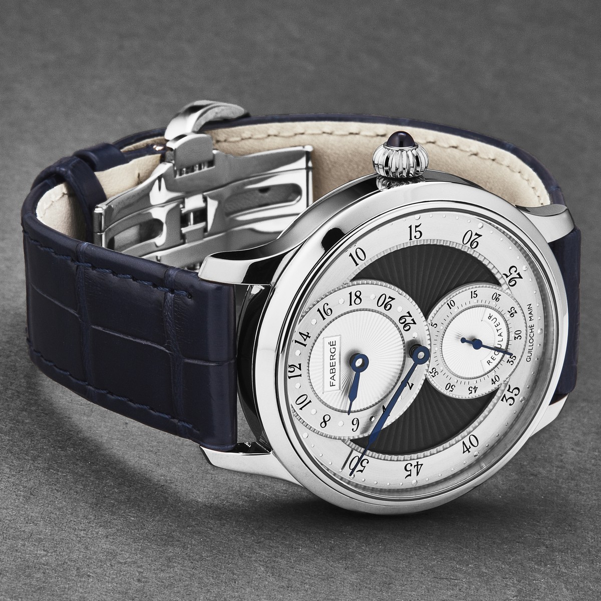Faberge Men's 'Agathon' Regulateur Silver/Grey Enamel Dial Manual