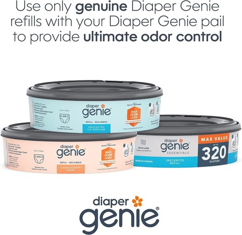 Diaper Genie Essentials 4 Pack Refills Unscented 320 Count Odor Control Bags - Picture 7 of 11