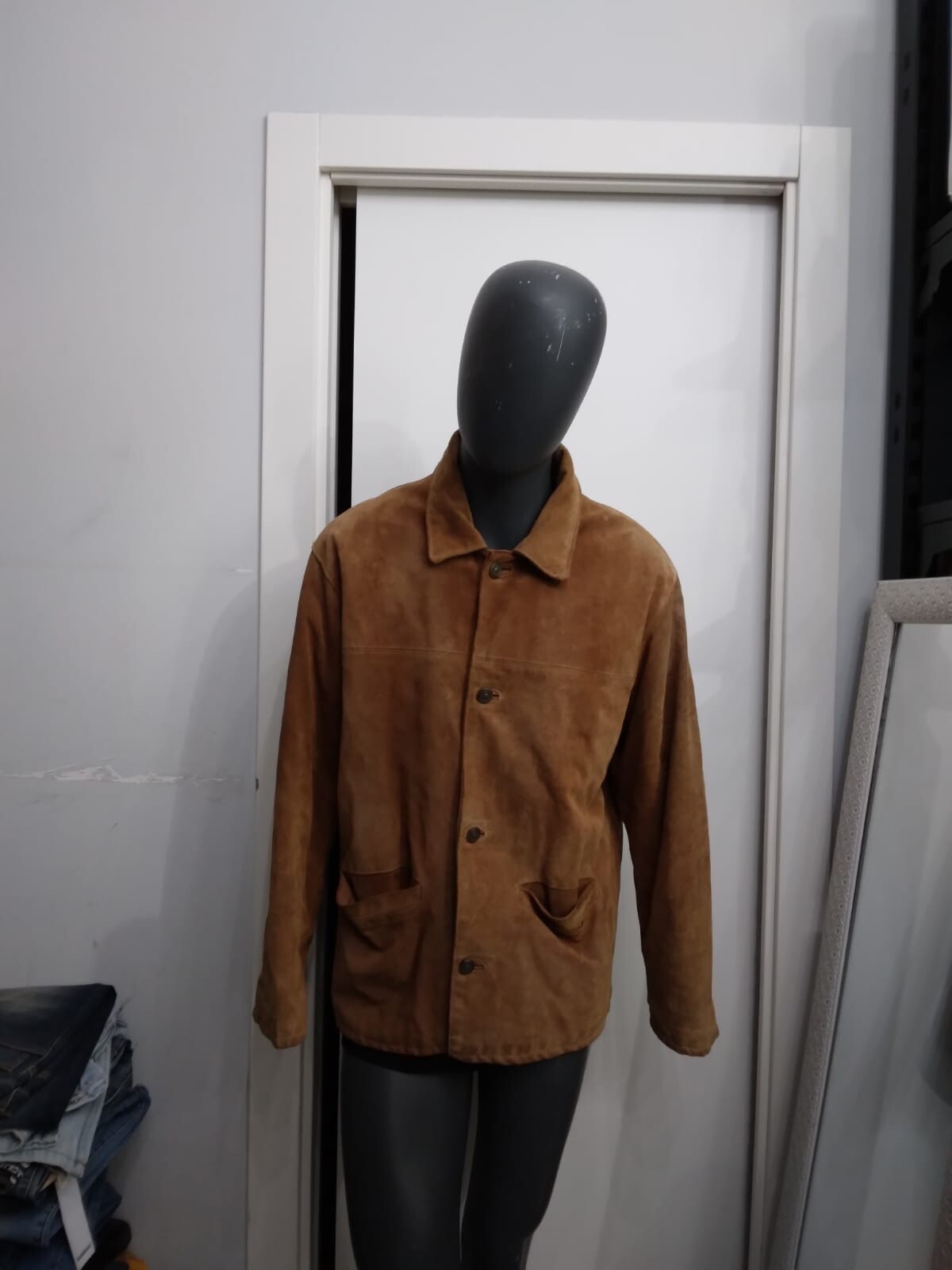 Real Leather Jacket Used Men Size M Camel XYC947L