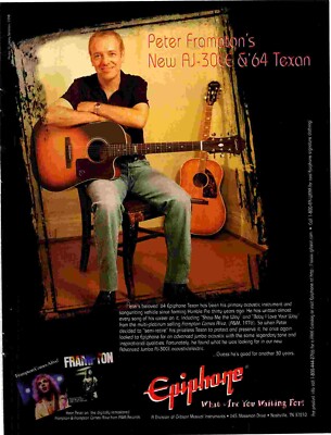 POT5 BILD/WERBUNG 11X8 EPIPHONE GITARREN - PETER FRAMPTON AJ-30 TEXAN