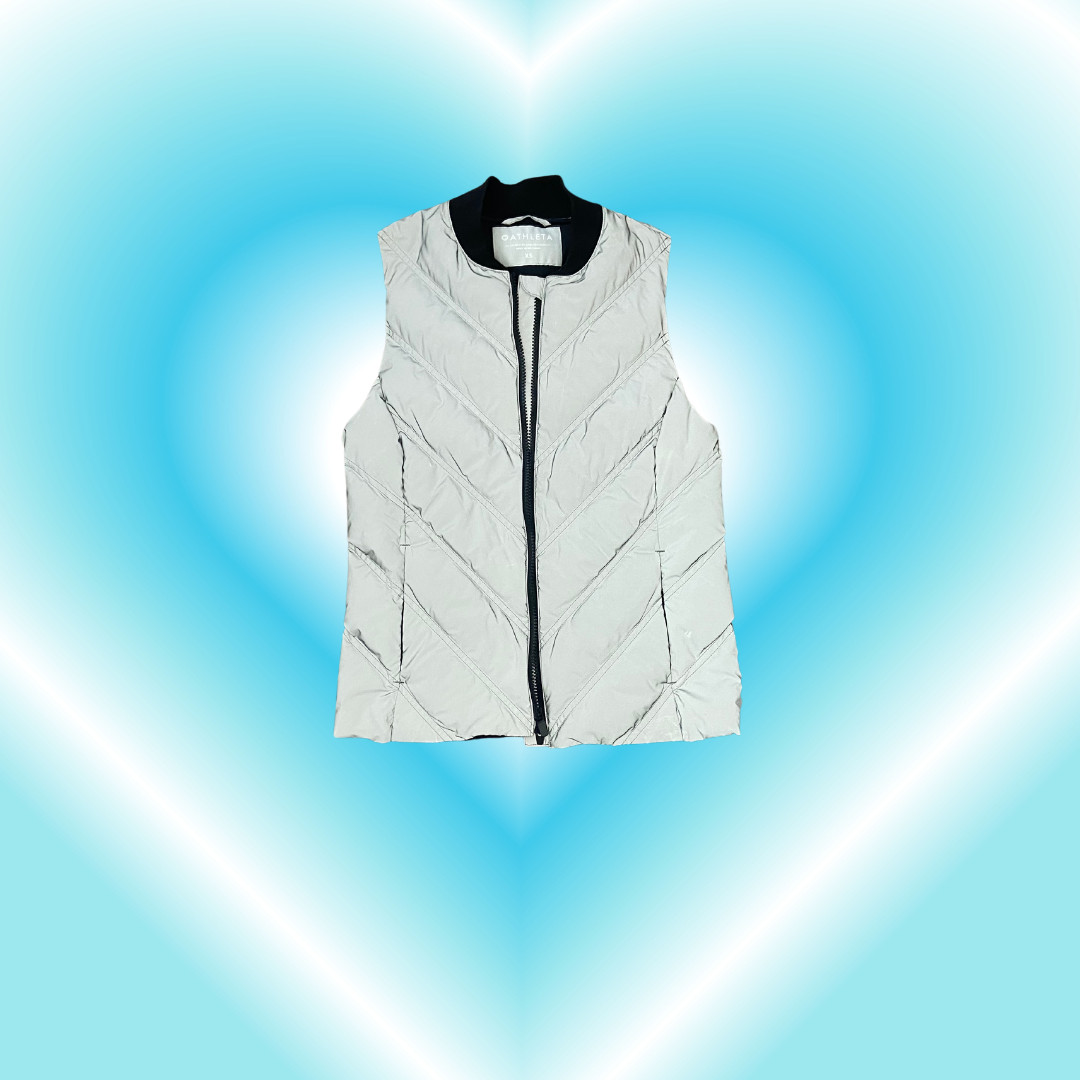Athleta silver holographic puffer vest Gem