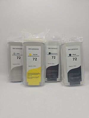4-Pack Ink Cartridges Replacement for HP 72 ink T610 T620 T770 T790 T110 130ml