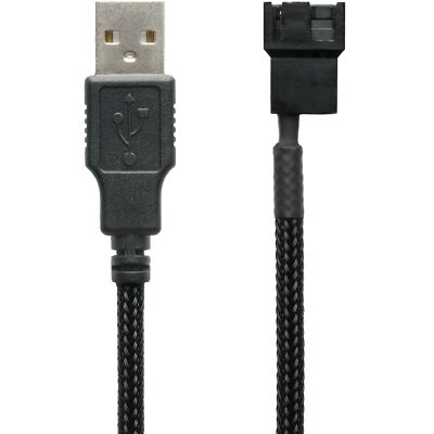 Crj 5v Usb Pc Fan Power Adapter Cable 24inch 60cm Black Sleeved Silent Fan Spe