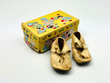 Vintage Antique Moran Leather Sole Upper White Baby Shoes  Original Graphic Box