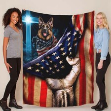 Cute German Shepherd Dog Patriotic Flag USA Blanket Christmas Gift Dogs Lover
