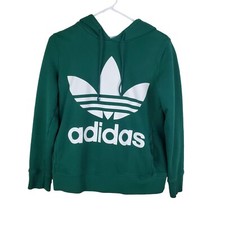 Adidas Pullover Hoodie Womens 8 Green Regular Fit Long Sleeve Pockets