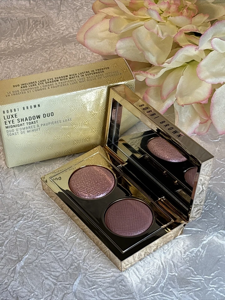 Bobbi Brown Luxe Eye Shadow Duo Midnight Toast Frosted Supernova NIB LimEd Free - Image 2 of 2