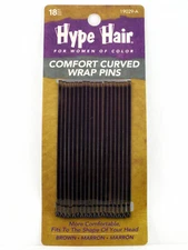 HYPE HAIR CURVED WRAP BROWN BOBBY PINS - 18 PCS. (19029-A)