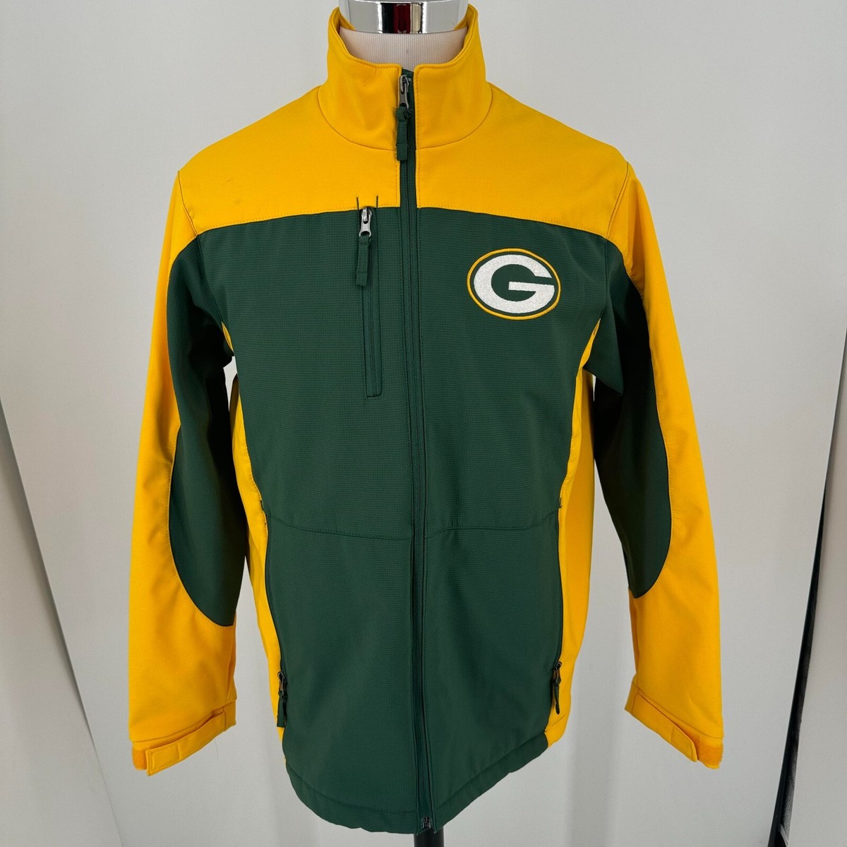 GIII Apparel NFL Green Bay Packers MENS Green Gold Full Zip Coat Jacket  SIZE M