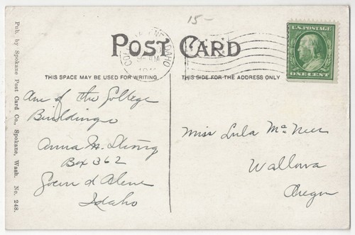 1911 Coeur d'Alene, Idaho College Building & Students - Vintage Postcard - Picture 2 of 2