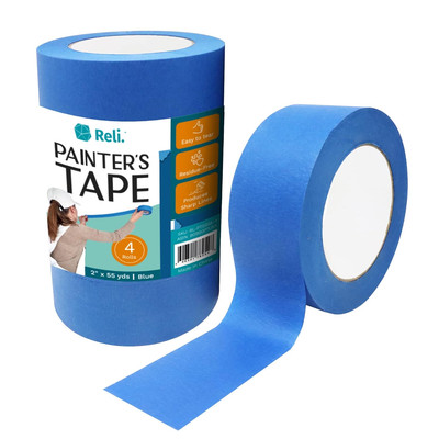 Painter'S Tape, Blue | 4 Rolls | 2'' X 55 Yards per Roll (220 Yards Total) | Blue