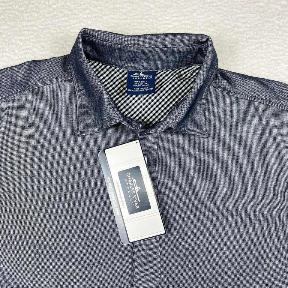 Charles River Apparel Shirt Mens Large Naugatuck Gray Button Down Stretch NEW - Image 3 of 4