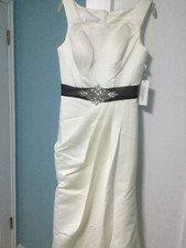 Bridal dress simply bridal ivory satin fabric dress black beaded shash new $450 