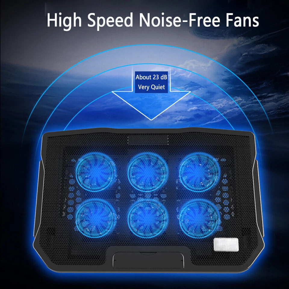 Almohadilla de enfriamiento para computadora portátil para juegos con 3-6 ventiladores LED soporte refrigerador para computadora portátil de 12-17" Foto 4 de 4