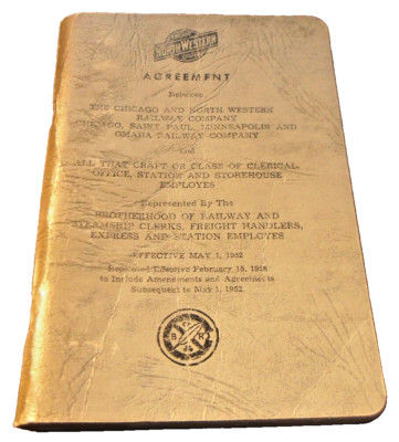 MAY 1952 C&NW CHICAGO AND NORTH WESTERN AGREEMENT WITH CLERKS B