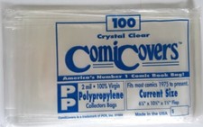 NEW/old stock ComicCovers Polypropylene collectors Bags 6 7/8" X 10.5" 100 2mil
