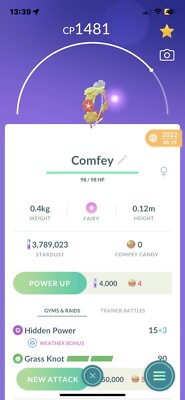  Pokemon Go  #764 Comfey**Regional XTRA Rare**Gifts and Friendship Included