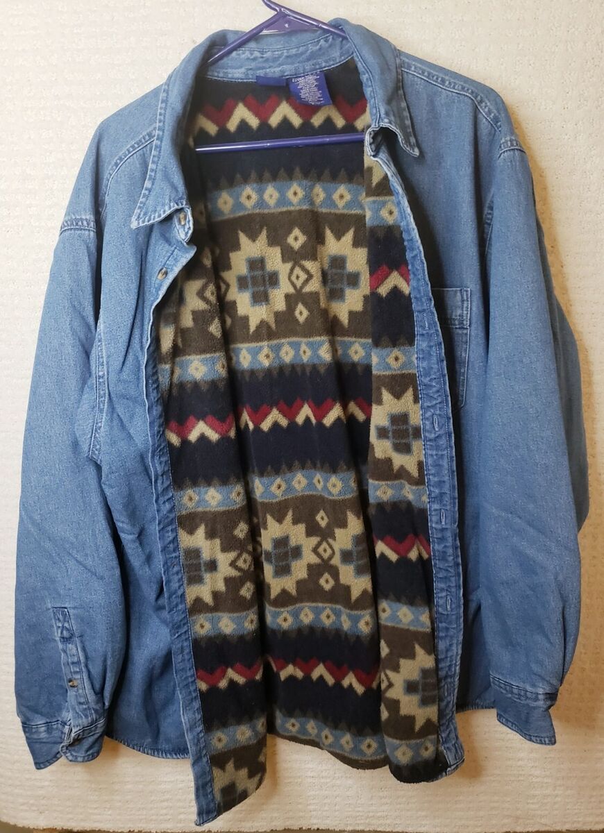 Basic Editions Denim Jacket XL Western Blanket Lined Quilt Basic Editions Denim Jacket XL Western Blanket Lined Quilt