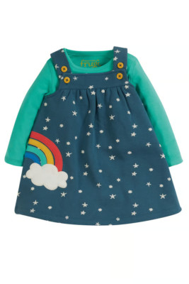 Frugi Girl s Pippa Pinafore Dress ONLY  Abisko Rainbow/Stars