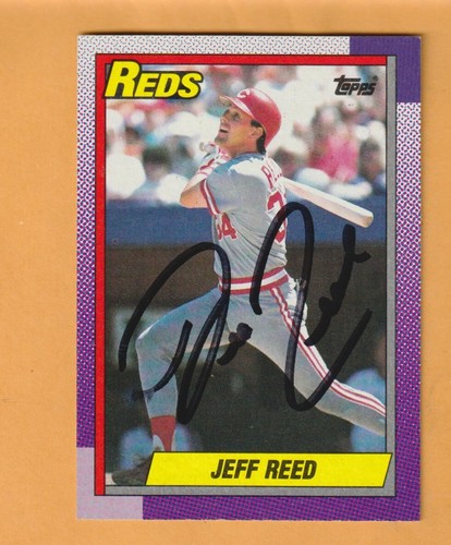 Jeff Reed Cincinnati Reds AUTO Signed 1990 Topps World Series Champs