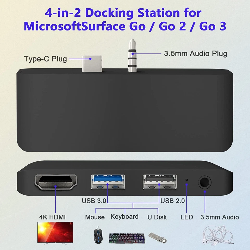 4 in 2 Surface Go 2/3 Docking Station Microsoft Surface Go Accessories - Image 2 of 4