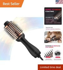 Ionic Titanium Hair Dryer Brush - 4-in-1 Hot Air Straightener with Speed Control