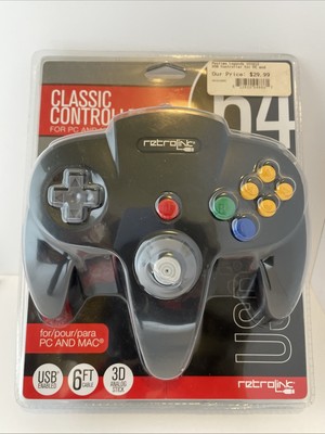 Retrolink N64 Style Classic Controller For PC And Mac Brand New 