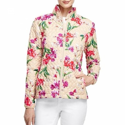 Lands' End Primaloft Jacket Floral Packable Quilted Canopy Botanical Women's Lg