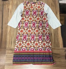 Melange NWT Multicolored 3/4 Sleeve Indian Shirt Dress Tunic Women Size Medium