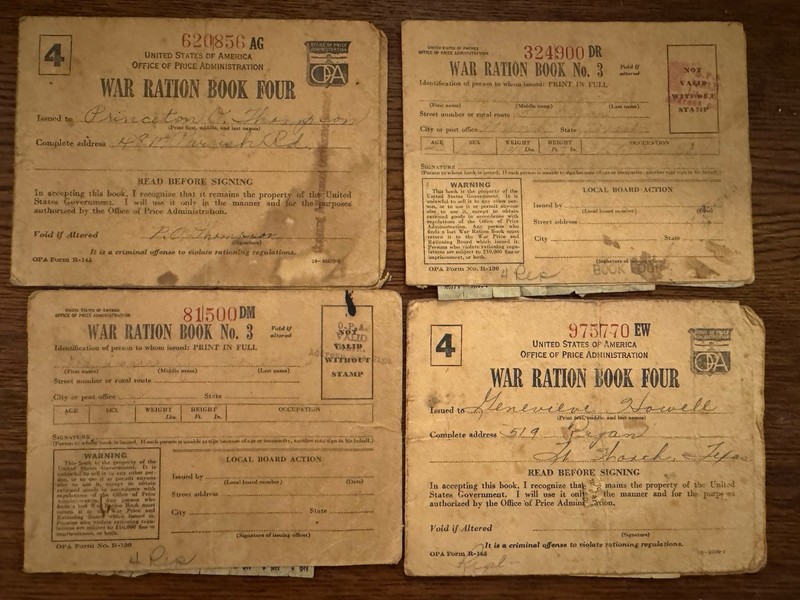 WWII US OPA War Ration Books Lot of 4 (Book 3 & Book 4) w/ Stamps