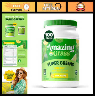 Super Greens Powder with Plant-Based Caffeine, Beet Root & Flax Seed - 100 Servi