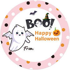 60-Pcs Happy Halloween Stickers 2" Round Spooky Ghost Envelope Seals Tags