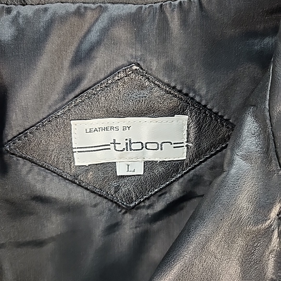 80s Tibor Black Patchwork Leather Motorcycle Jack… - image 5