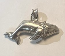 Sterling Silver 925 Humpback Whale Charm Pendant Hawaii On Fin PCU