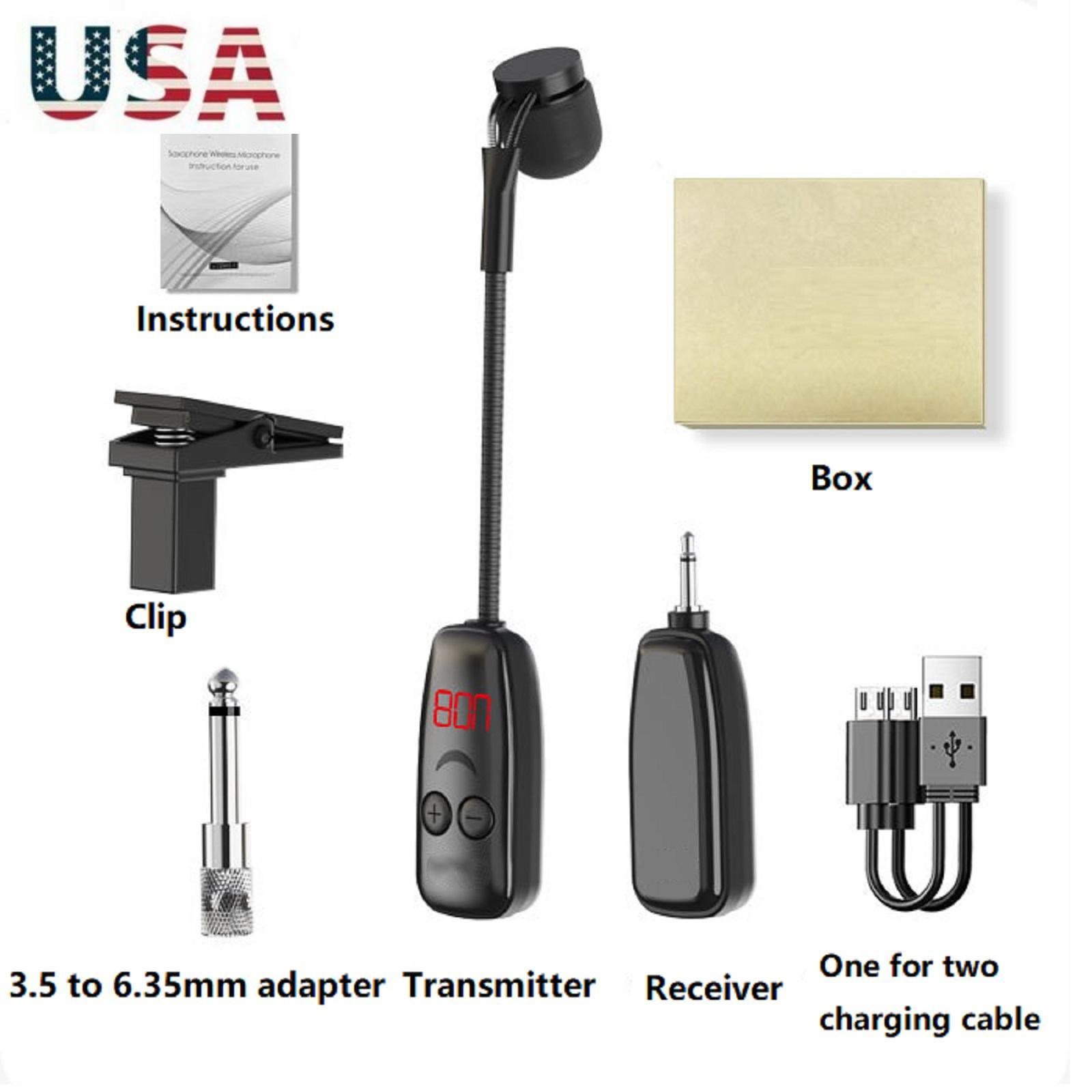 Wireless Microphone for Trumpet Saxophone with 50M Range Transmitter Receiver-image