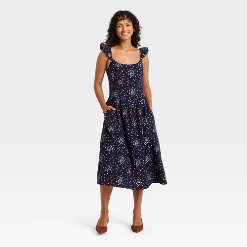 Women's Sleeveless Midi Pullover A-Line Dress - Universal Thread Navy