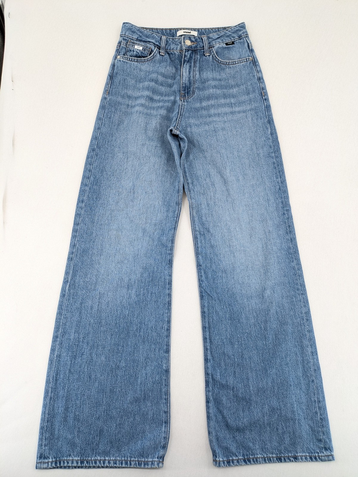 Mavi Damen Malibu Jeans W24 L30 High Rise Wide Leg Loose Fit Blau Denim