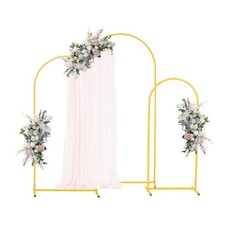 Arch Backdrop Stand, Set of 3, 6/5/4 ft, Stable Structure, Easy Assembly, Gold M