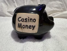 Casino Money Piggy Bank Blue Tumbleweed Pottery