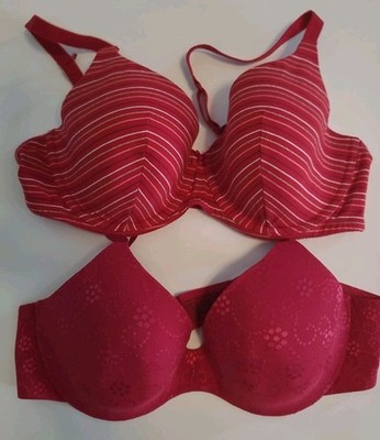 EUC LOT 2 RED BRAS 40B Maidenform Barely There Undrwire T-Shirt JCP AMBRIELLE  