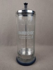 Tarro desinfectante de vidrio barbicida tarro peine peluquería 11,5" incluye tapa
