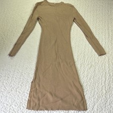 Prologue Beige Long Sleeve Knit Ribbed Stretchy Dress size xs