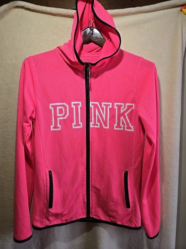 UNDERCOVER Giacca con cappuccio e zip VICTORIA'S SECRET HOT rosa a rete taglia large