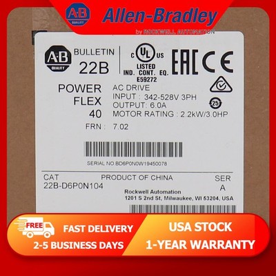 1PC New AB 22B-D6P0N104/A PowerFlex 40 2.2KW(3HP) AC Drive 22BD6P0N104 AB US RTS
