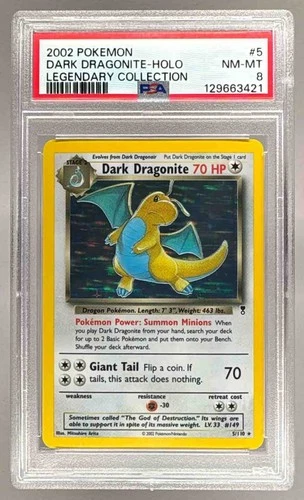 2002 Pokemon Legendary 5 Dark Dragonite PSA 8 129663421