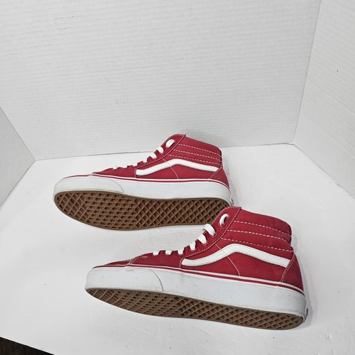Vans Sk8-Hi High Top Skate Shoes Red Canvas Sneakers Womens Size 8 Lace Up - Picture 11 of 13