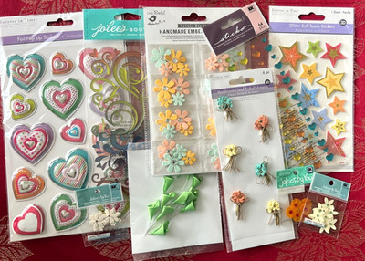 LOT #942 - RARE 3D STICKERS HEARTS STARS SWIRLS &FLOWERS JOLEE'S & MORE