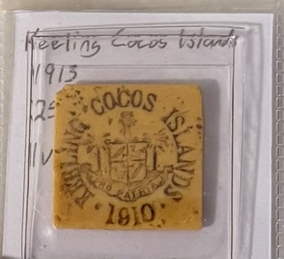 1913 Cocos Keeling Islands 25 Cent Plastic Ivory Merchant Token KM#Tn3