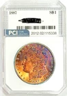 1887  Gem BU +++ Morgan Dollar  Vibrant Rainbow Toned Superb PQ Coin